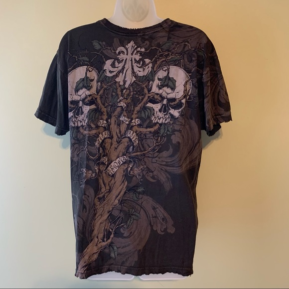 Affliction Other - Affliction Tree Skull Graphic Tee Shirt, Size Medium